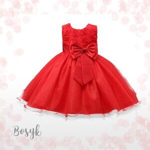 Rain of Flower Dress- Ruby Red-Dress for Girls- Elegant Dress for Girls- Dresses